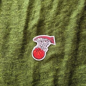 Basketball ball in hoop sticker